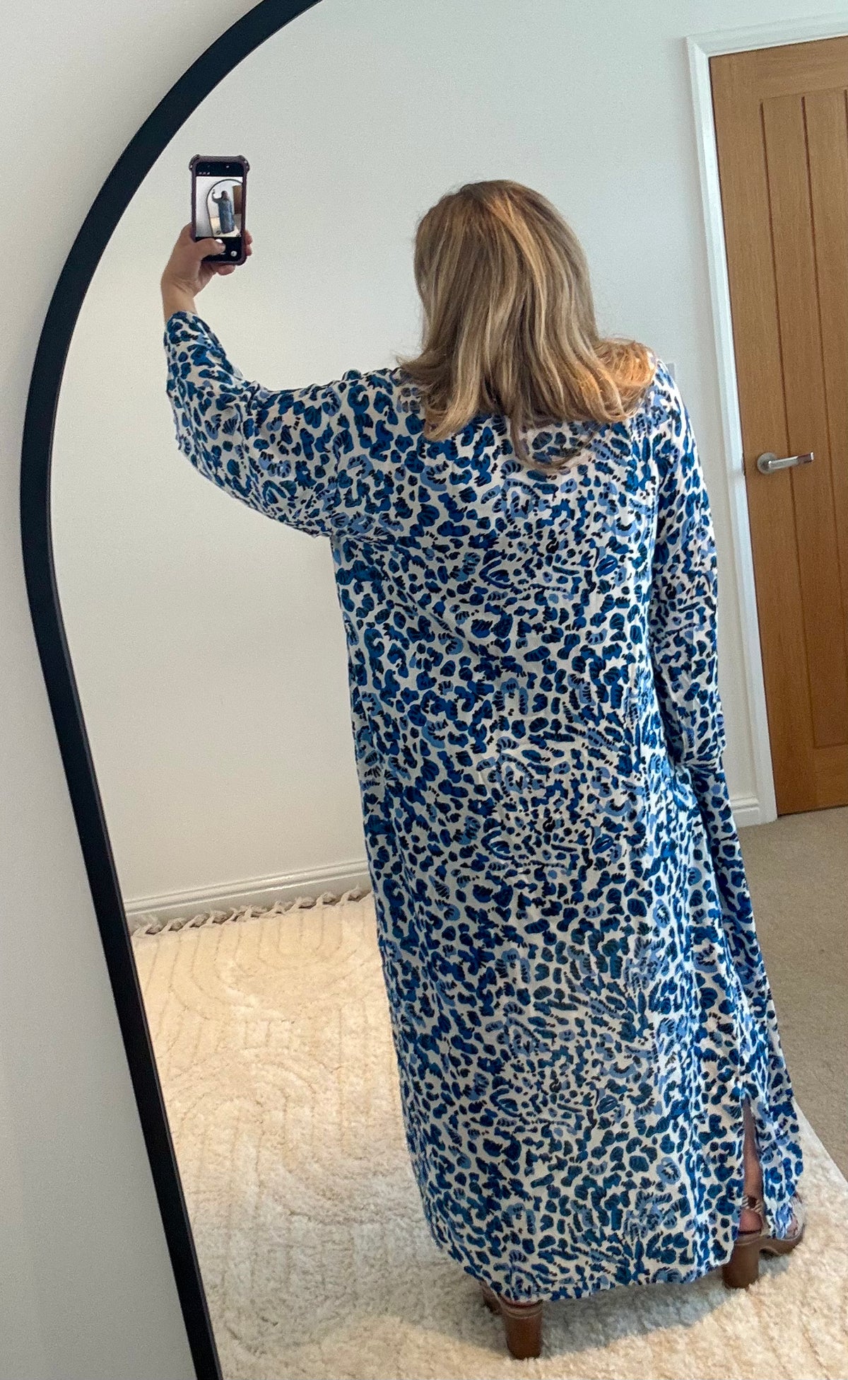 Kira Maxi Kimono | Electric Blue Leopard Print