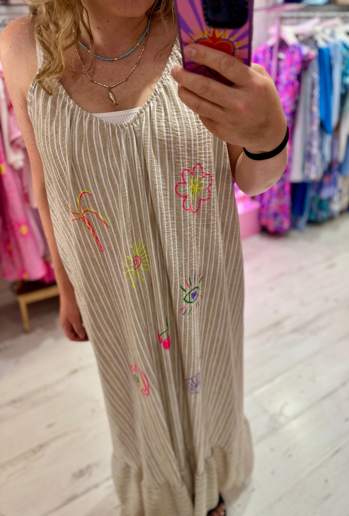 Callie Linen Mix Stripe Maxi Dress | Oatmeal