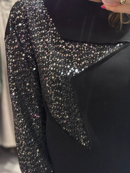 Star Sequin Sweatshirt | Black/Silver