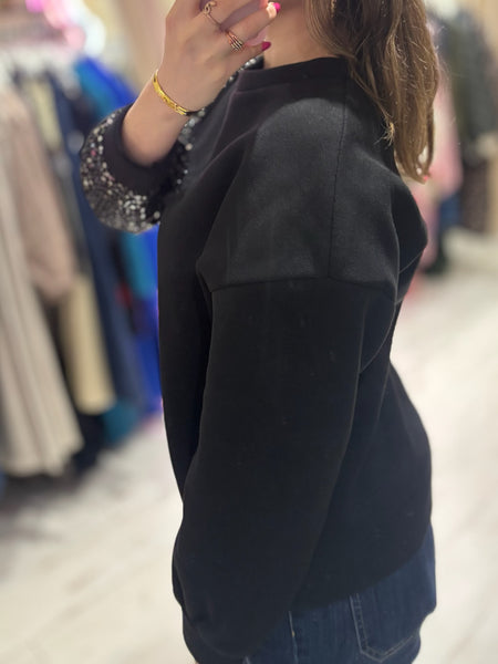 Star Sequin Sweatshirt | Black/Silver