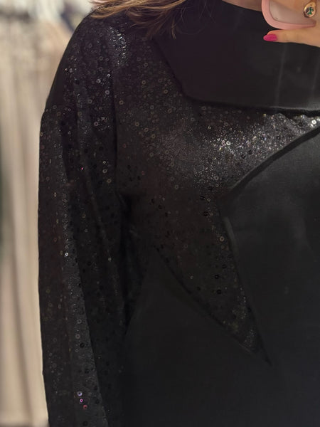 Star Sequin Sweatshirt | Black