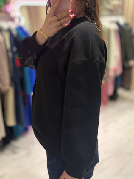 Star Sequin Sweatshirt | Black