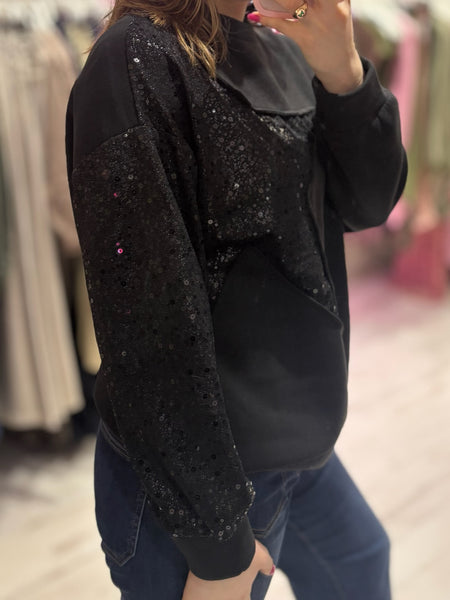 Star Sequin Sweatshirt | Black