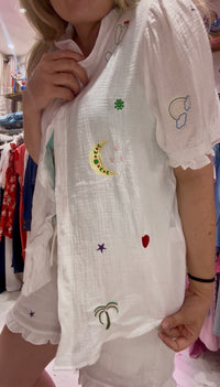 Celestial Cheesecloth Frill Detail Shirt | White Multi