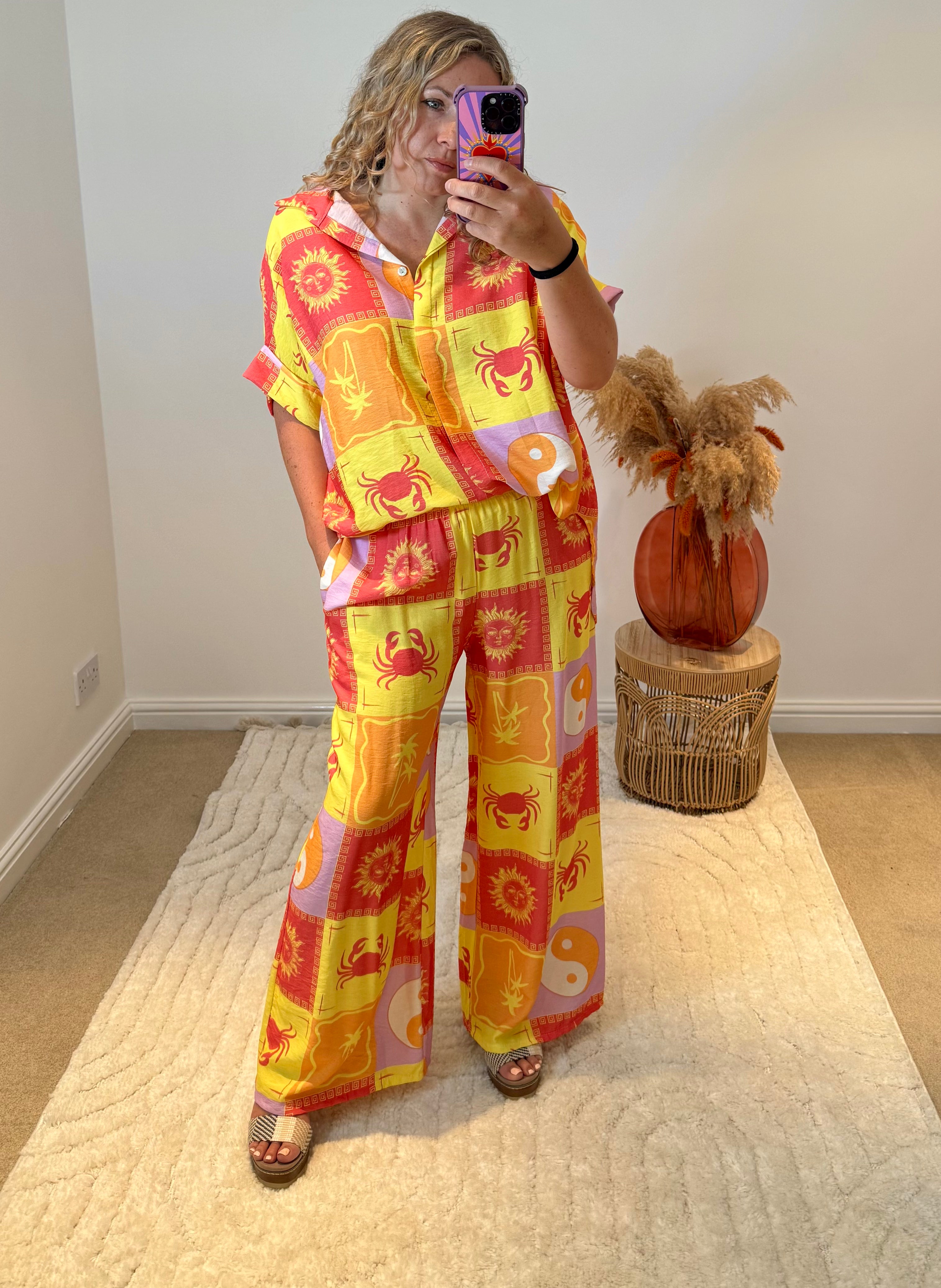 Sol Retro Print Wide Leg Trousers | Multi