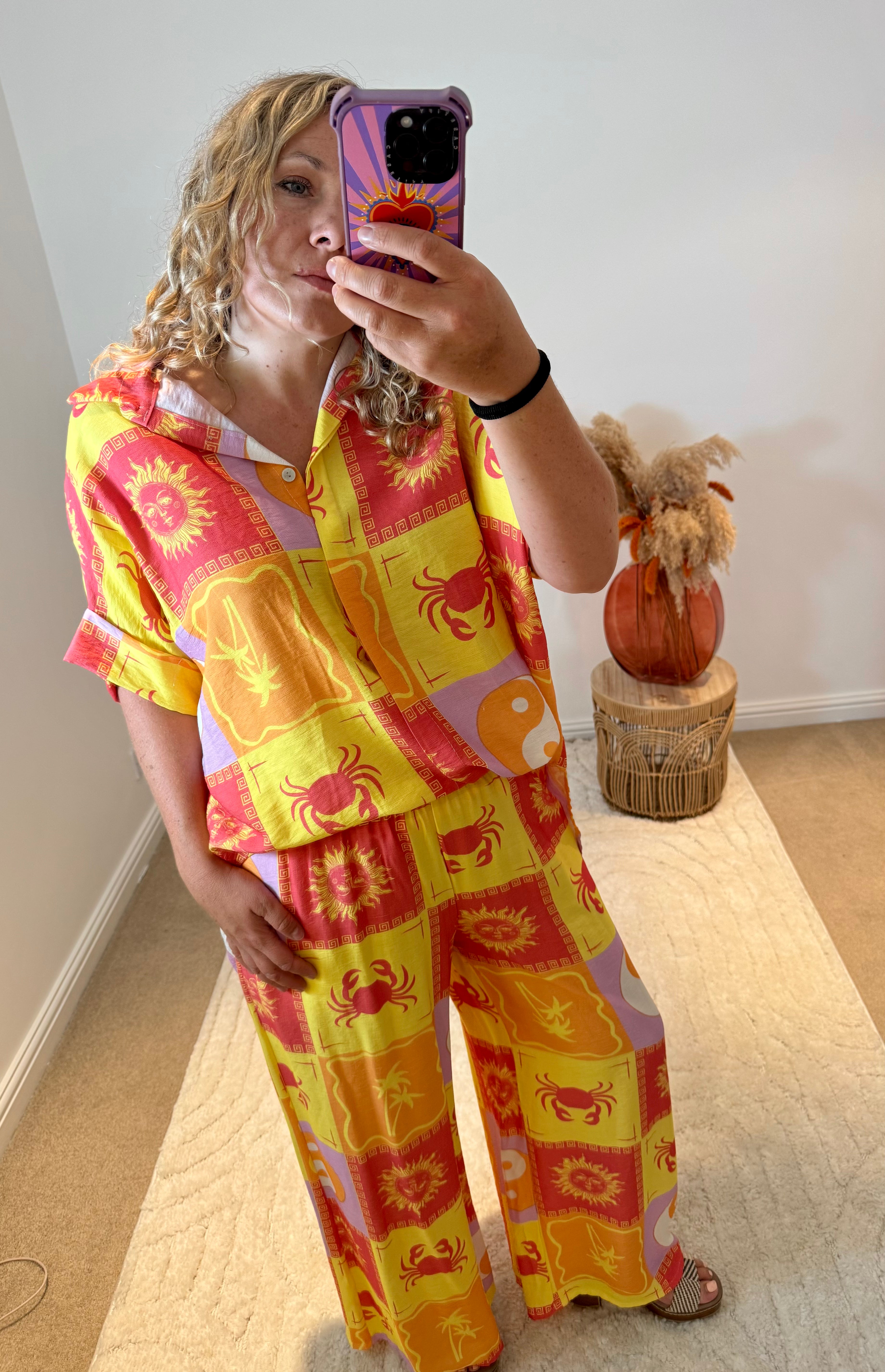 Sol Retro Print Wide Leg Trousers | Multi