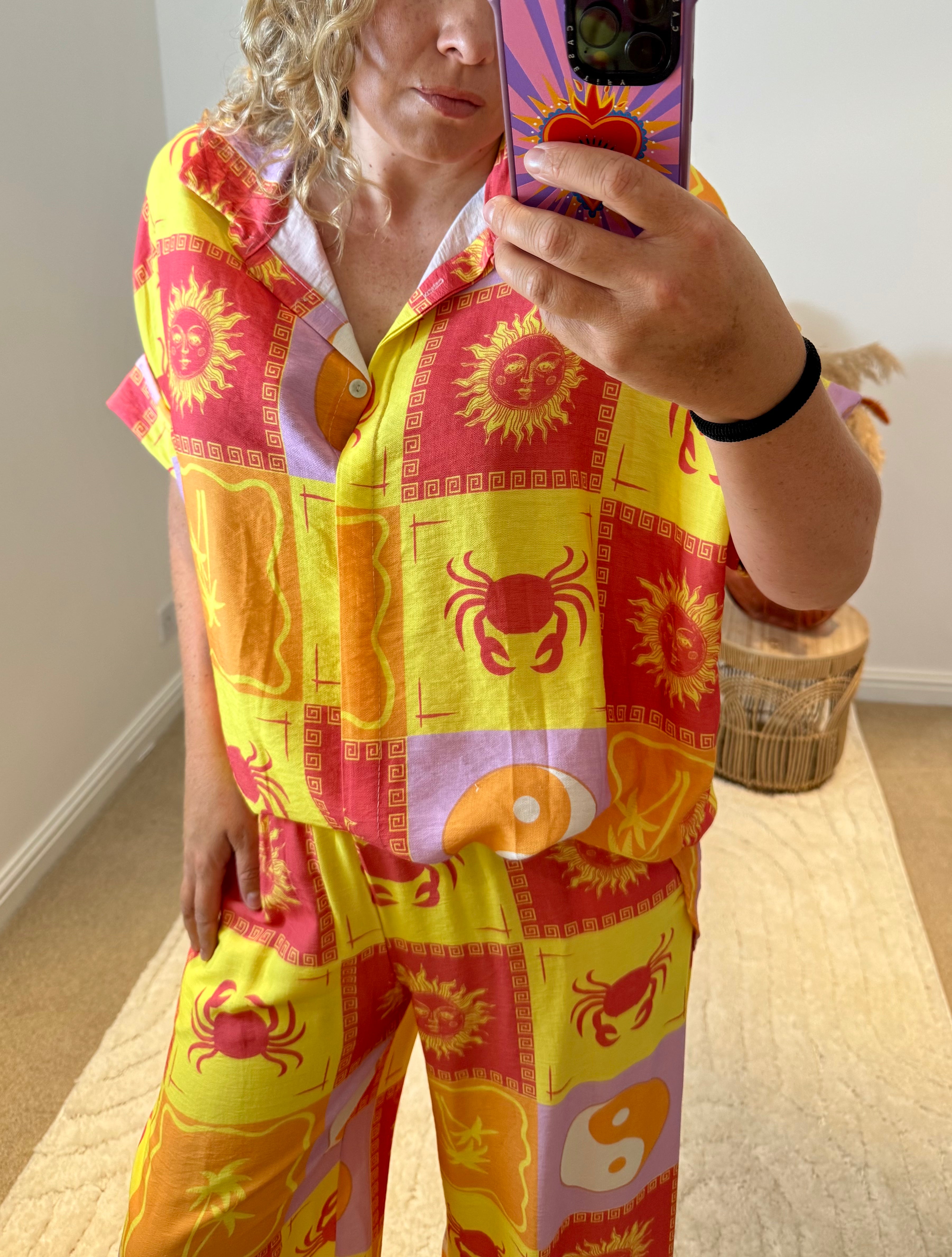 Sol Retro Print Wide Leg Trousers | Multi