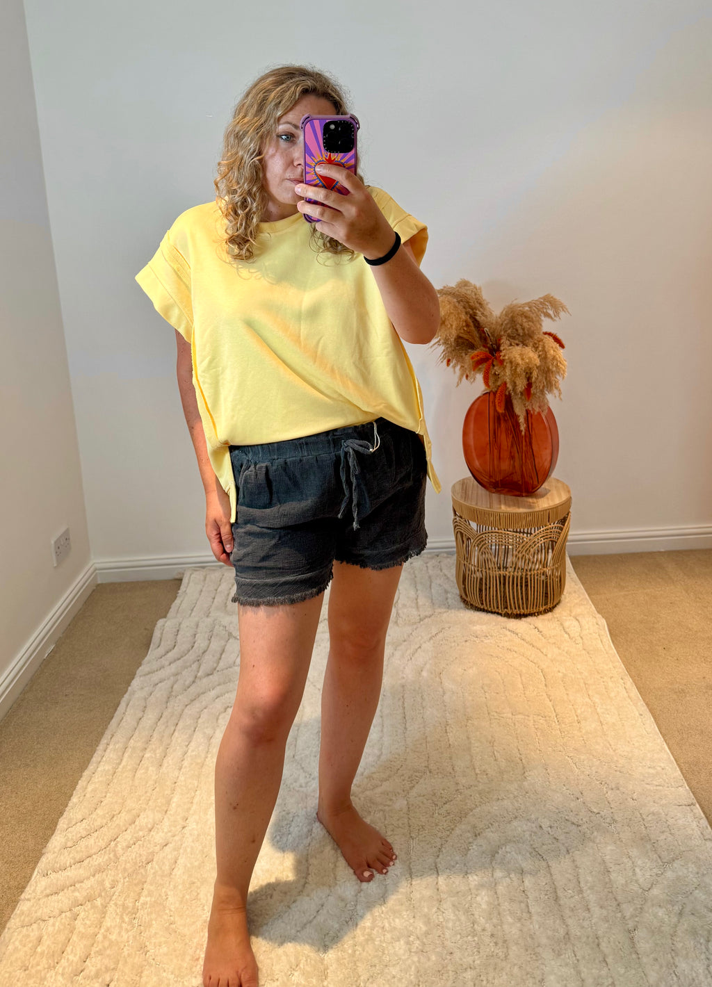 Distressed Linen/Cotton Shorts | Charcoal Grey