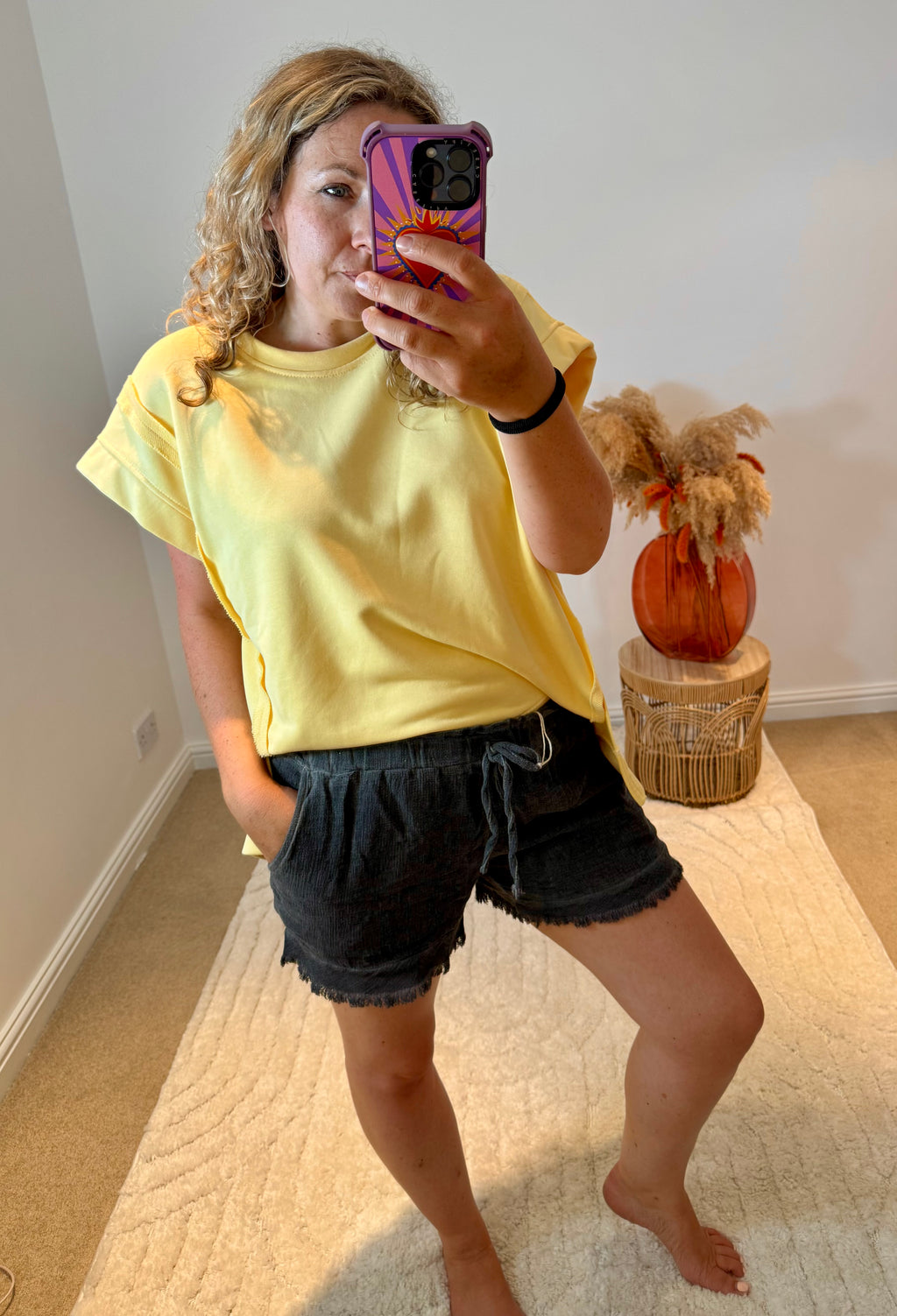 Distressed Linen/Cotton Shorts | Charcoal Grey