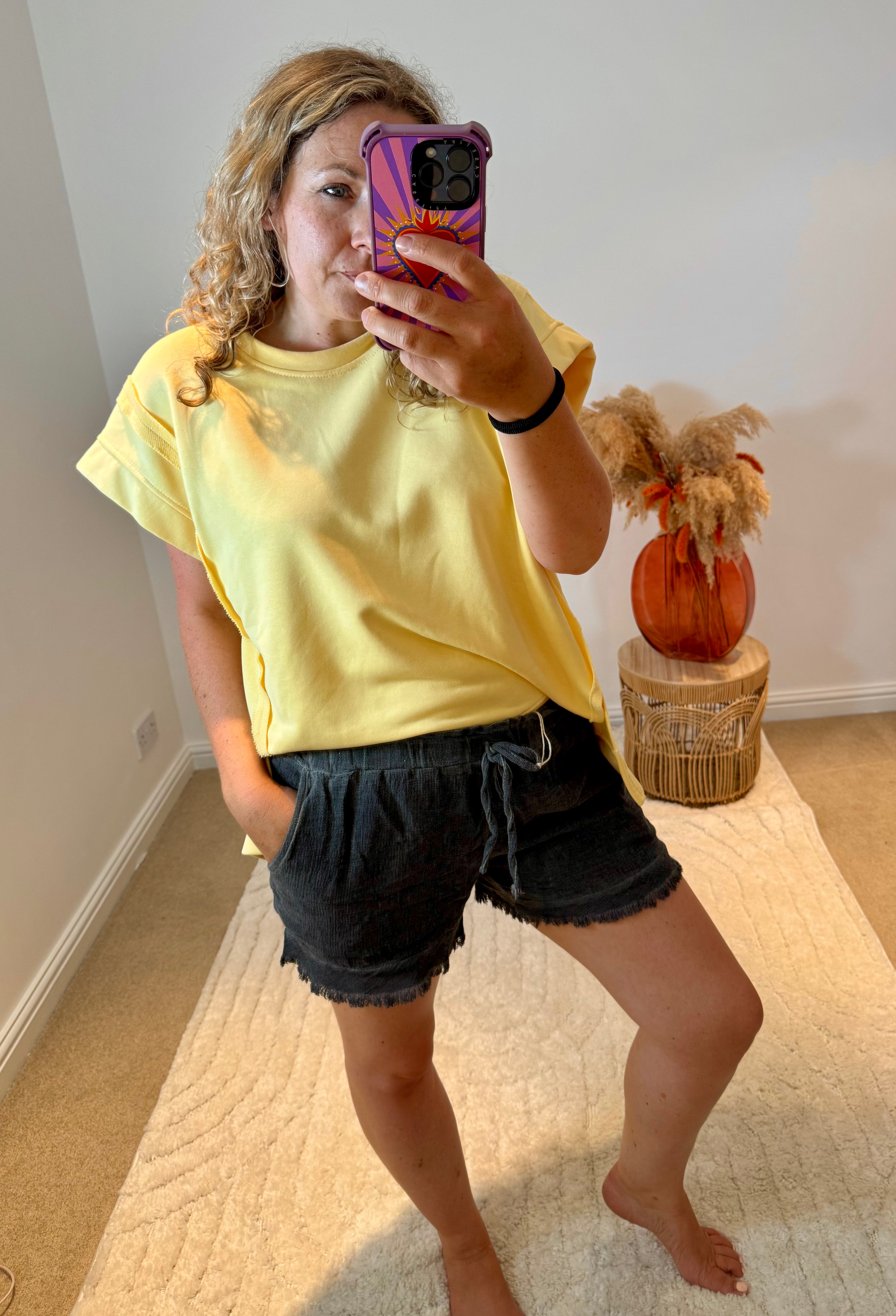 Distressed Linen/Cotton Shorts | Charcoal Grey