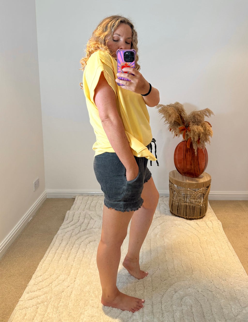 Distressed Linen/Cotton Shorts | Charcoal Grey