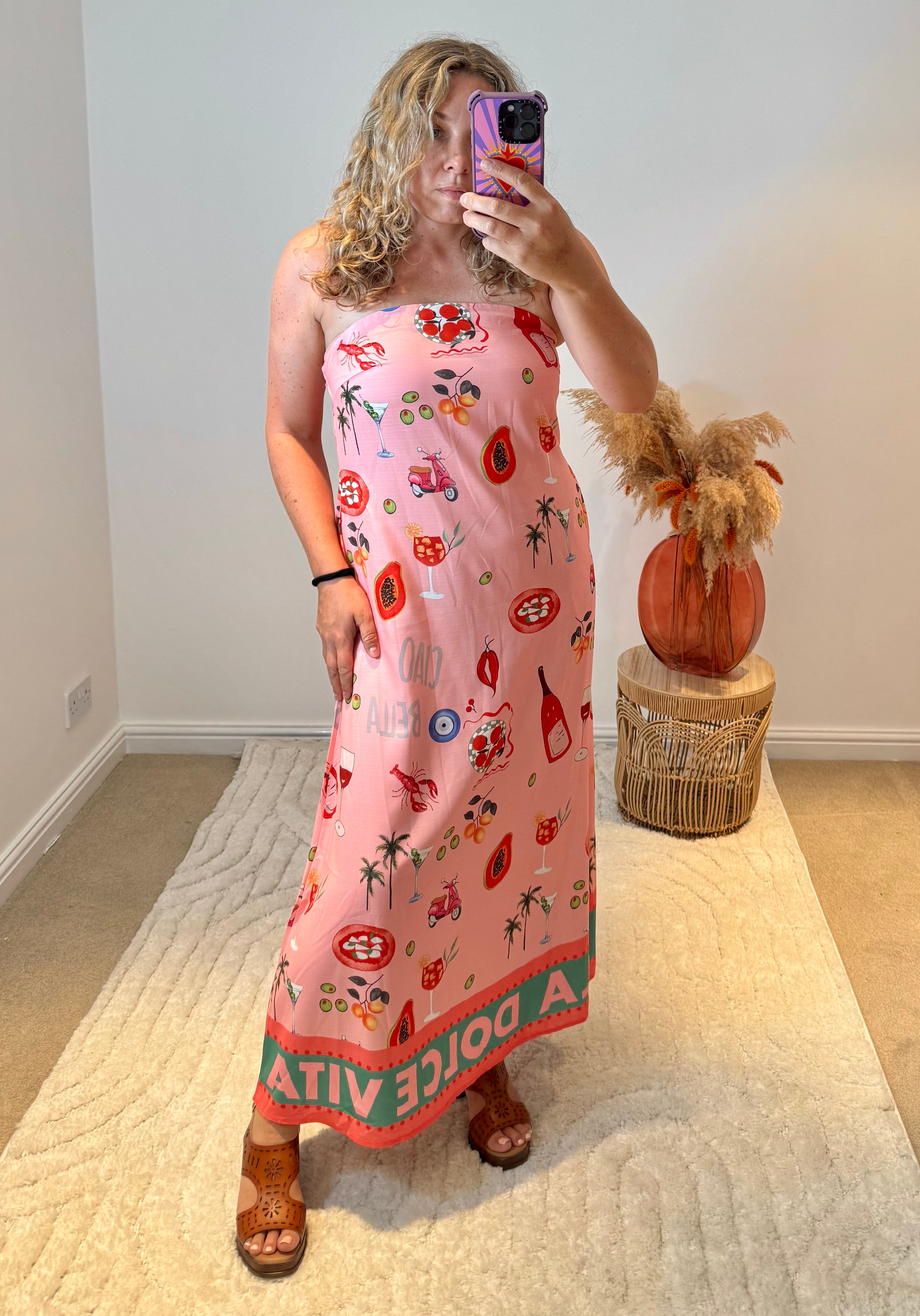 Dolce Vita Printed Bandeau Maxi Dress | Pink Multi