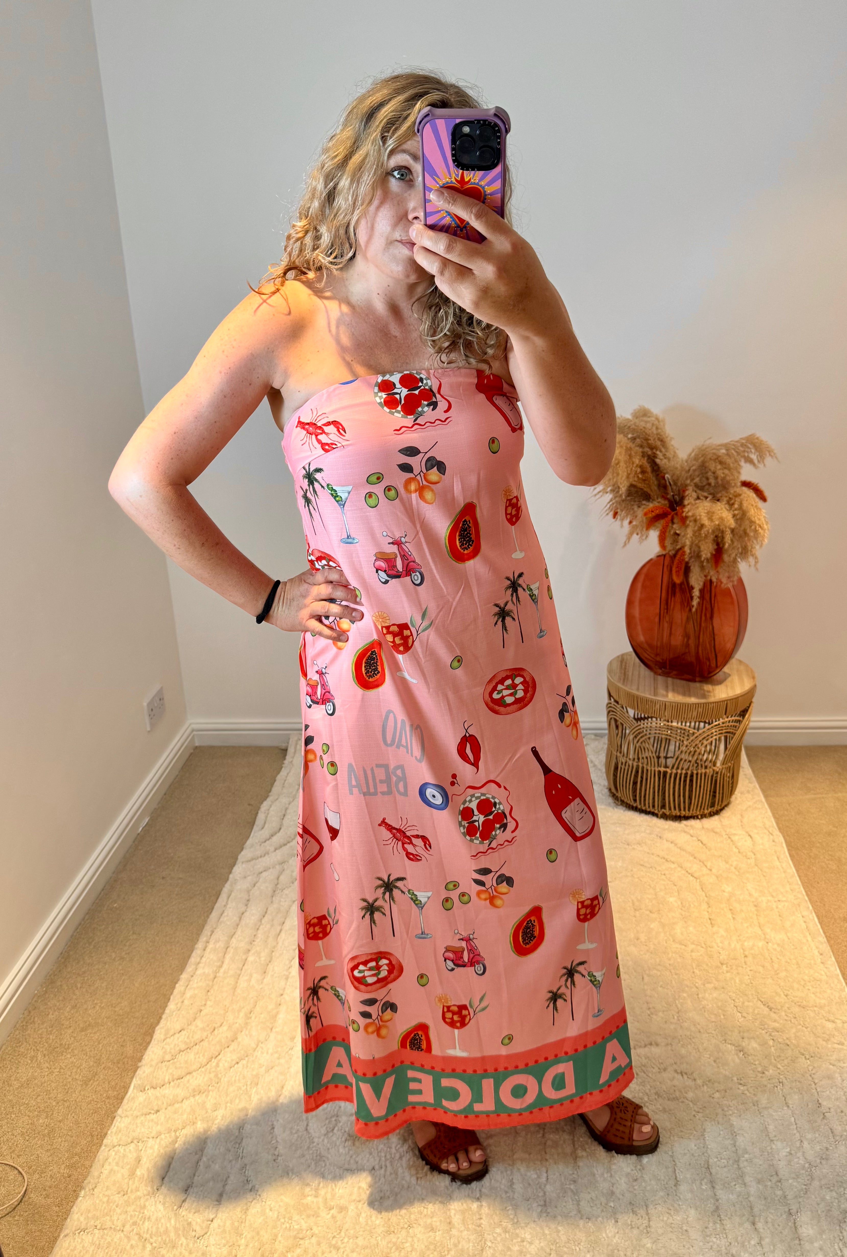 Dolce Vita Printed Bandeau Maxi Dress | Pink Multi