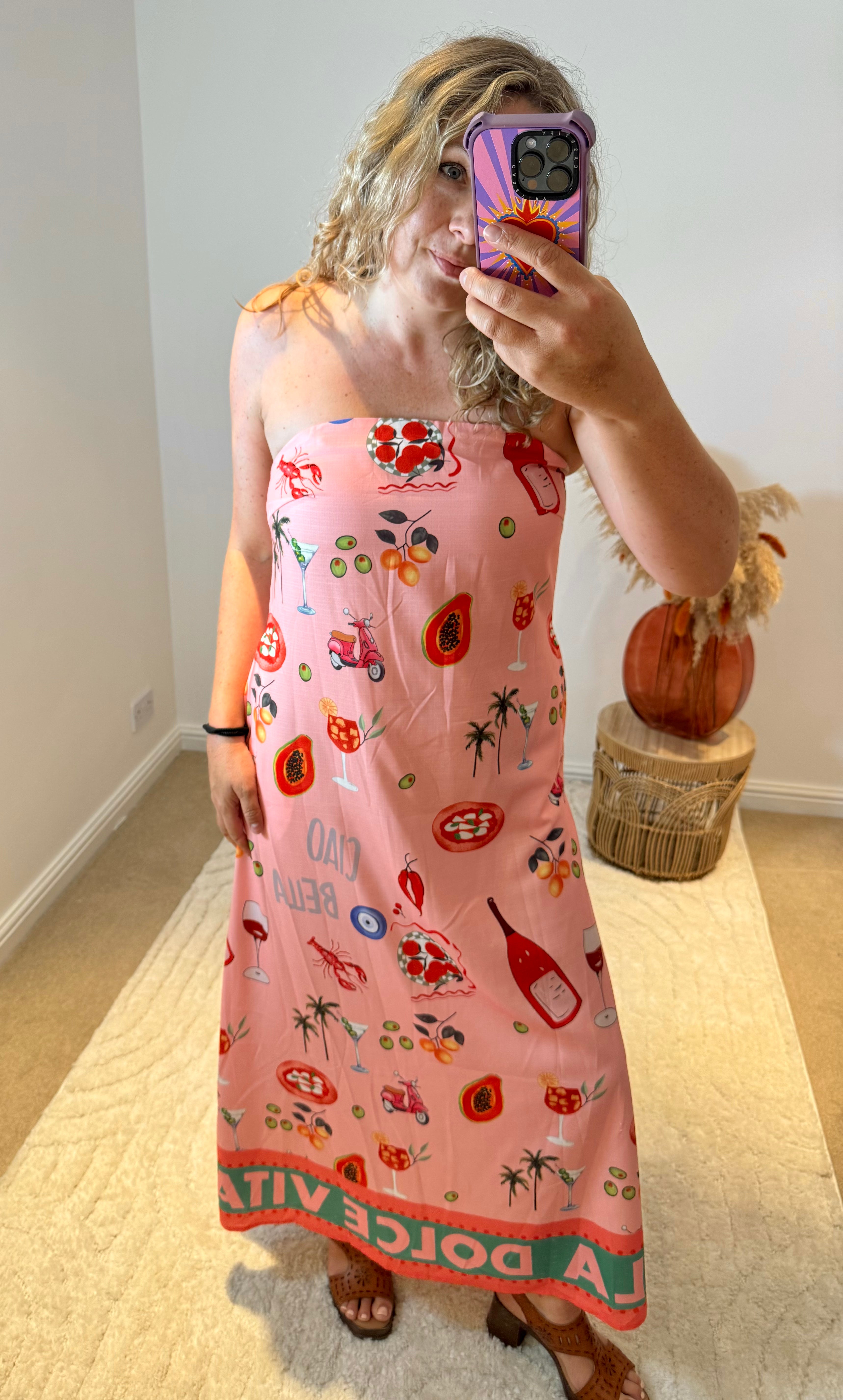 Dolce Vita Printed Bandeau Maxi Dress | Pink Multi