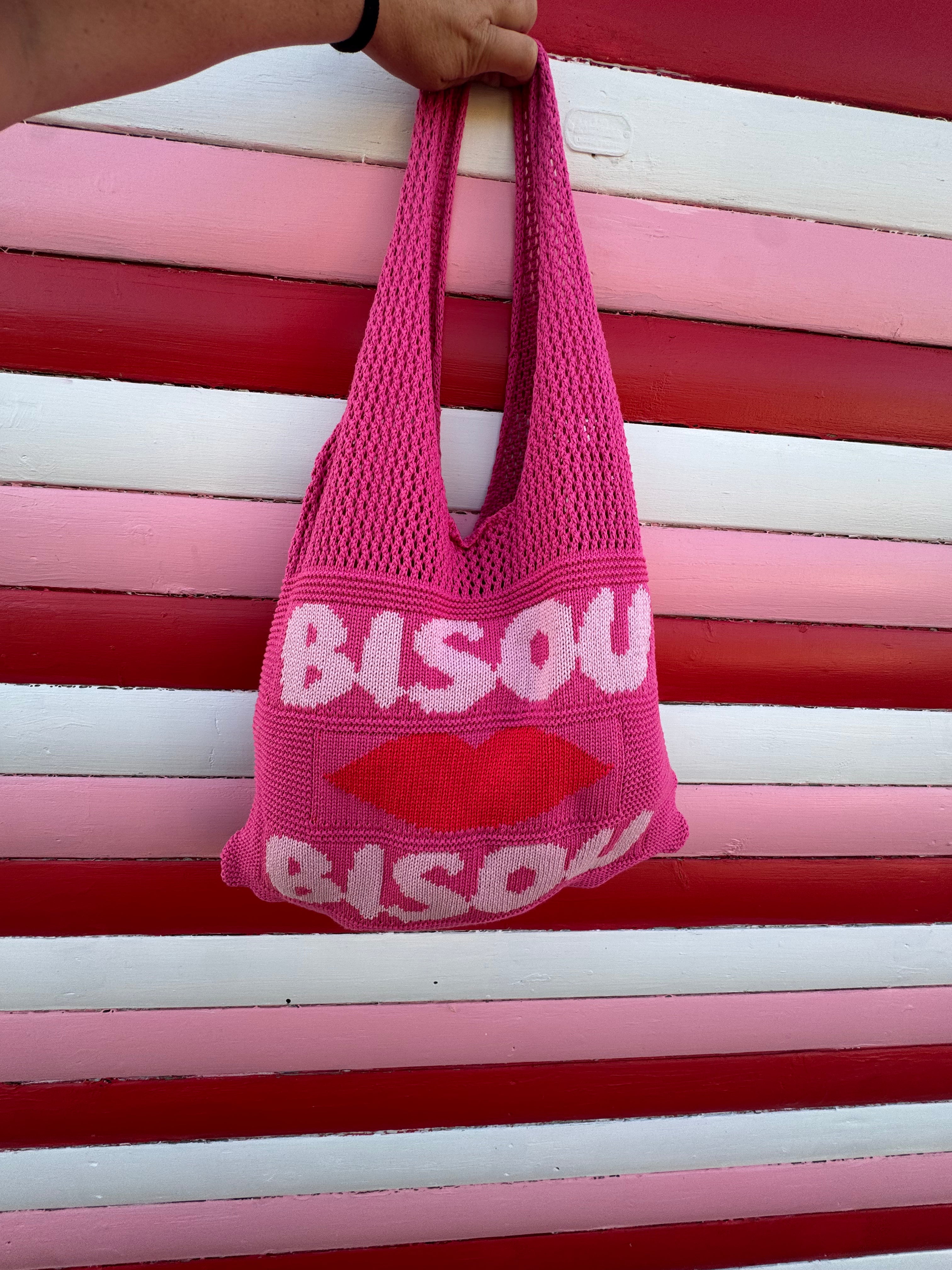 Bisou Bisou Knitted Shoulder Bag | Pink