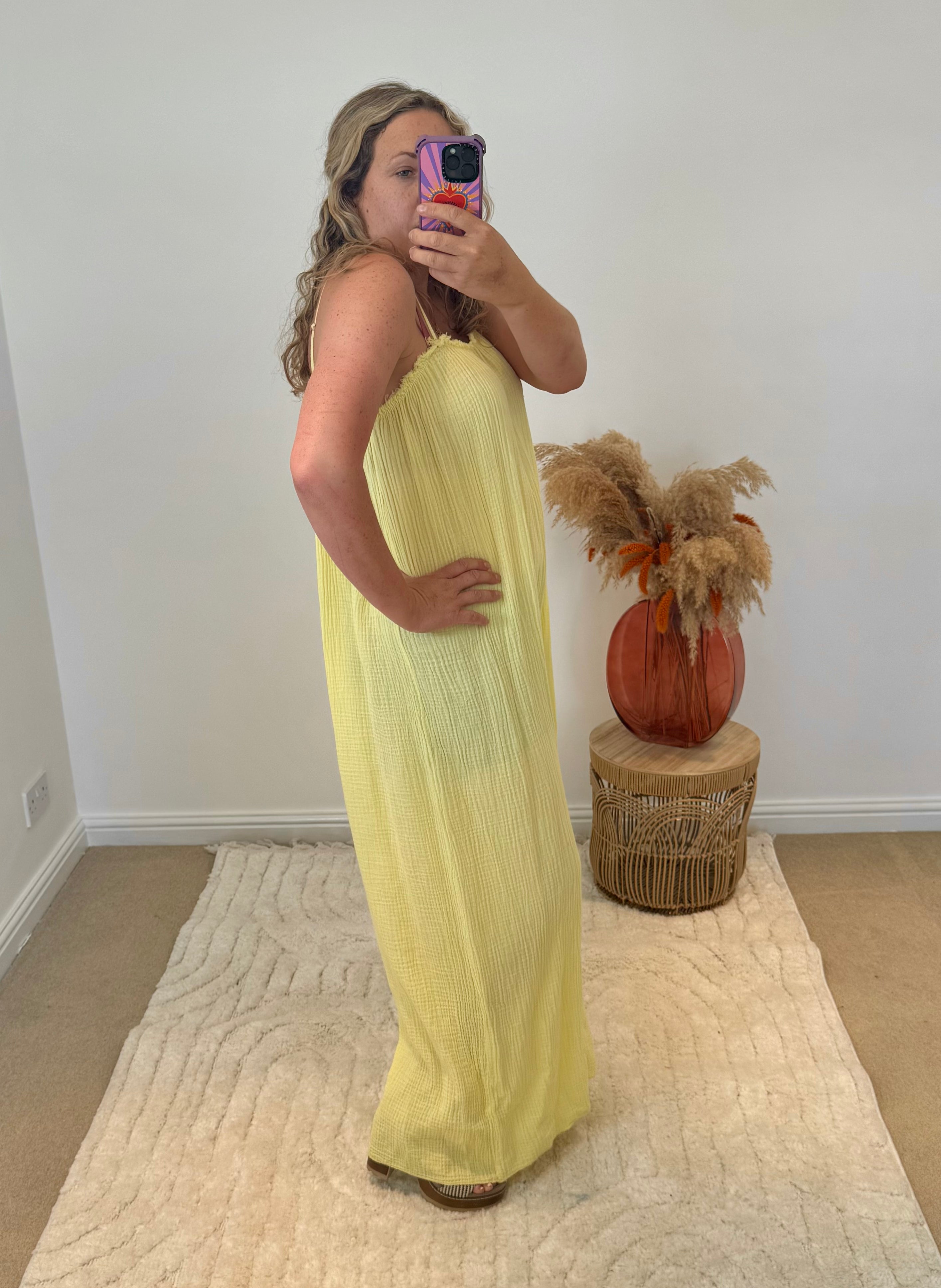 Wide Leg Cheesecloth Jumpsuit | Lemon Yellow
