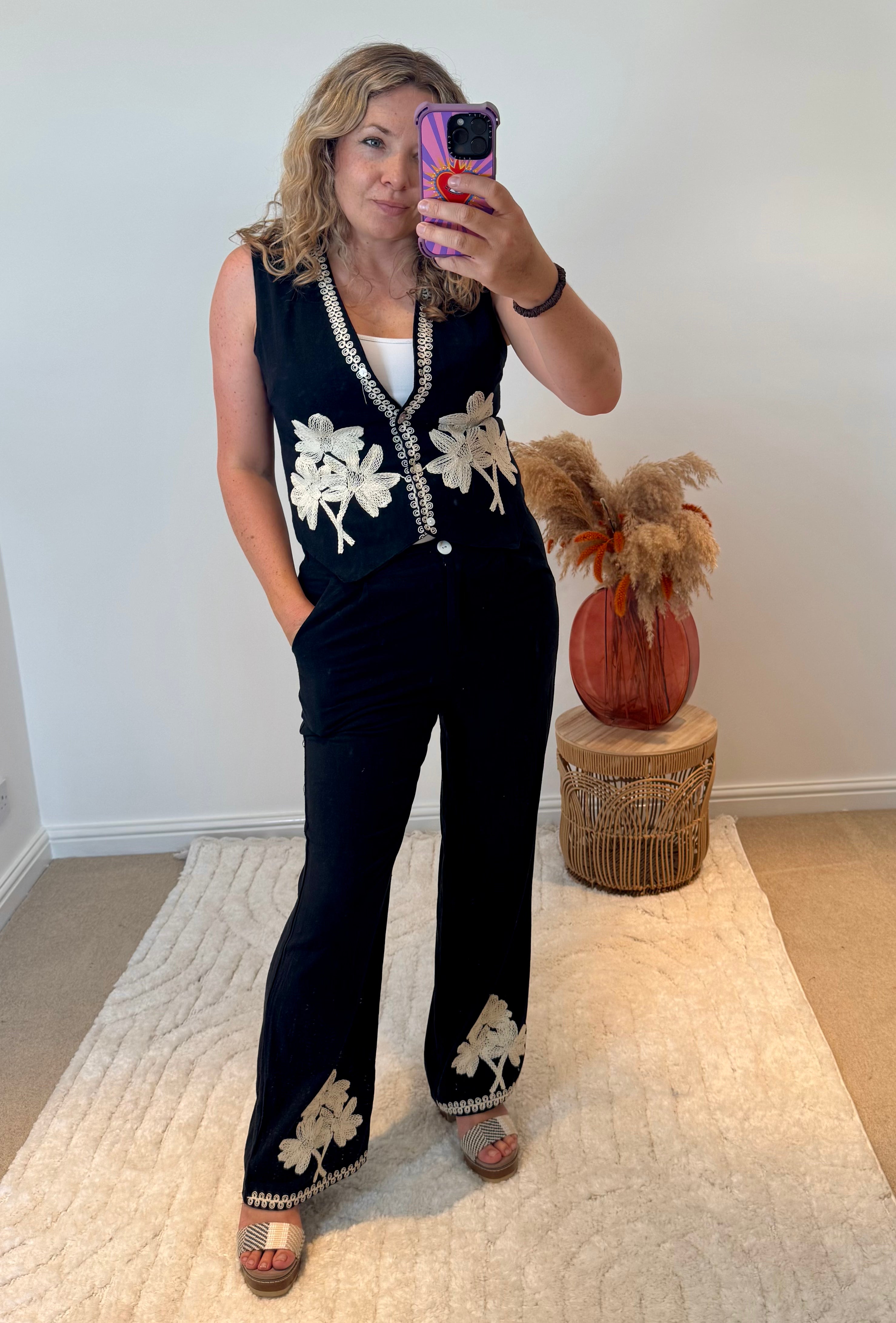 Waistcoat and Trouser Co-Ord | Black/Cream