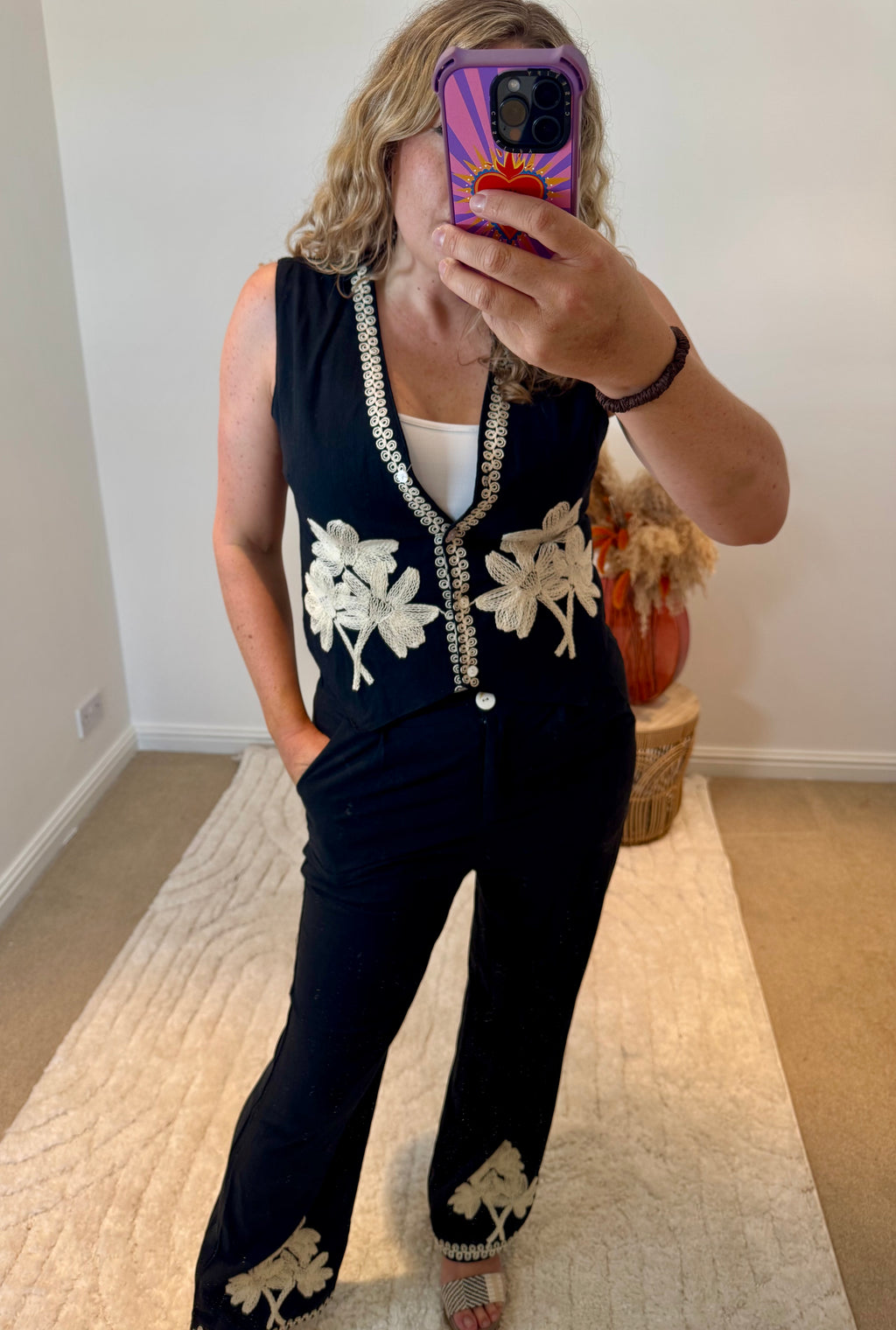 Waistcoat and Trouser Co-Ord | Black/Cream