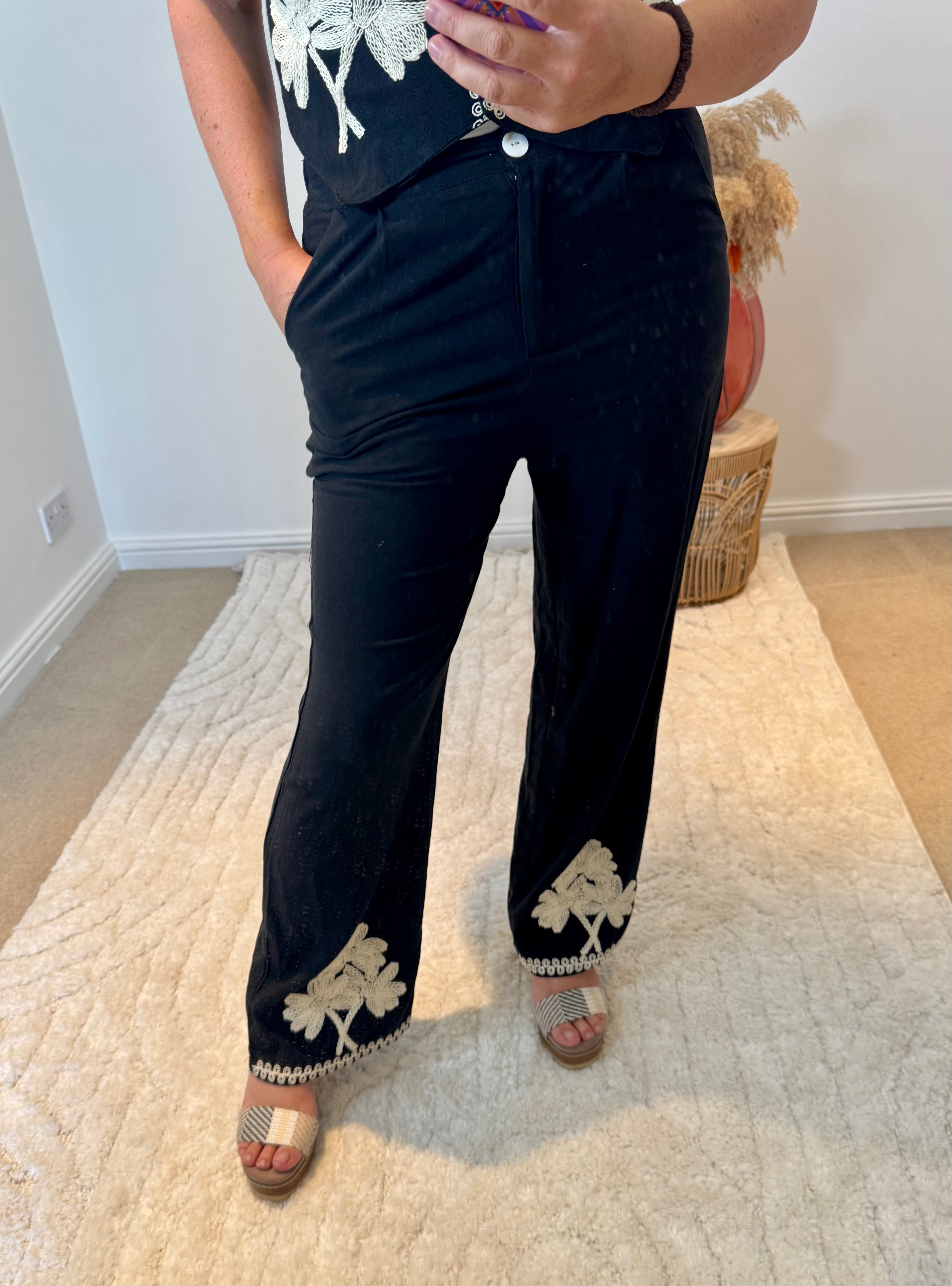 Waistcoat and Trouser Co-Ord | Black/Cream