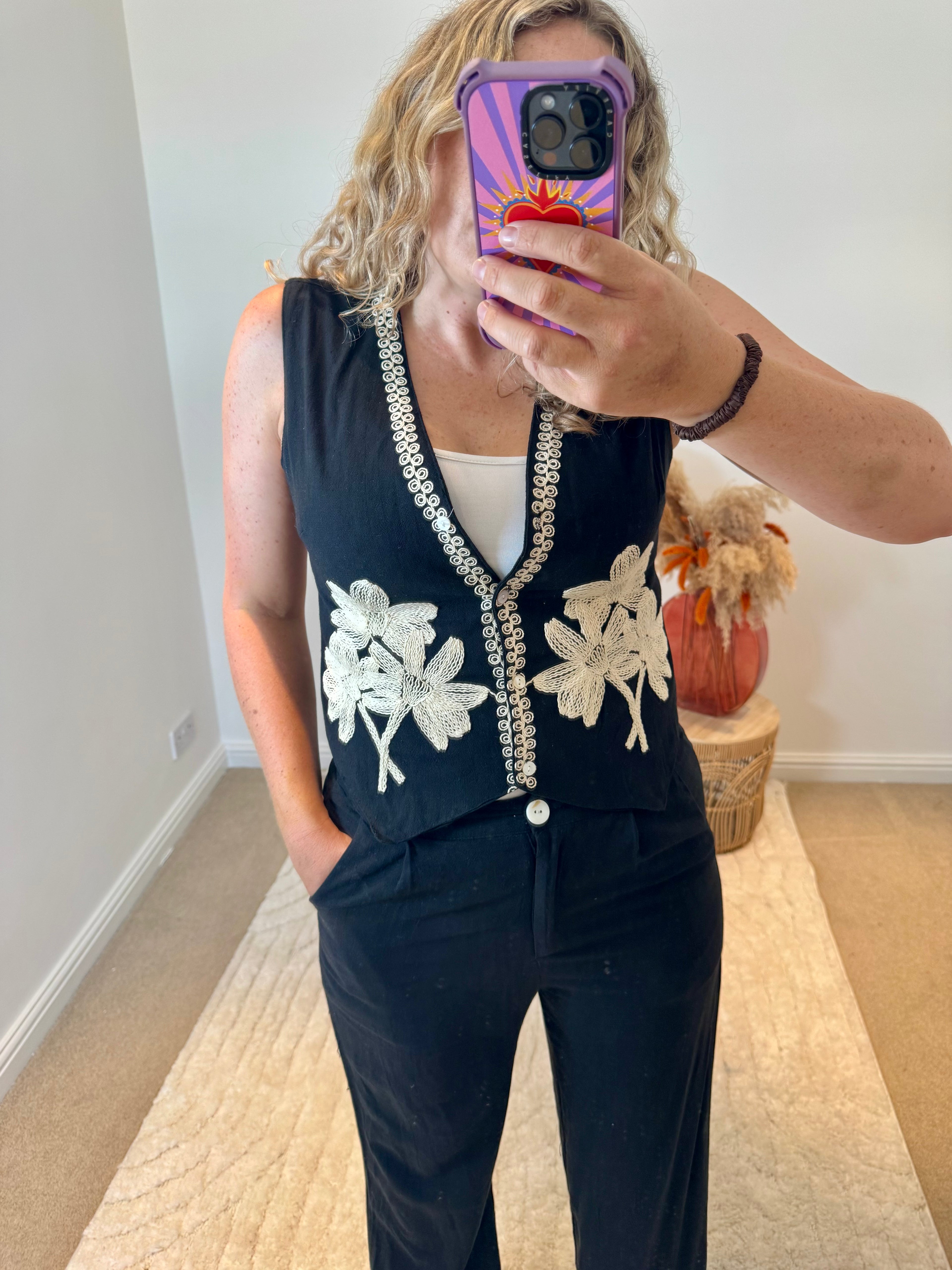 Waistcoat and Trouser Co-Ord | Black/Cream