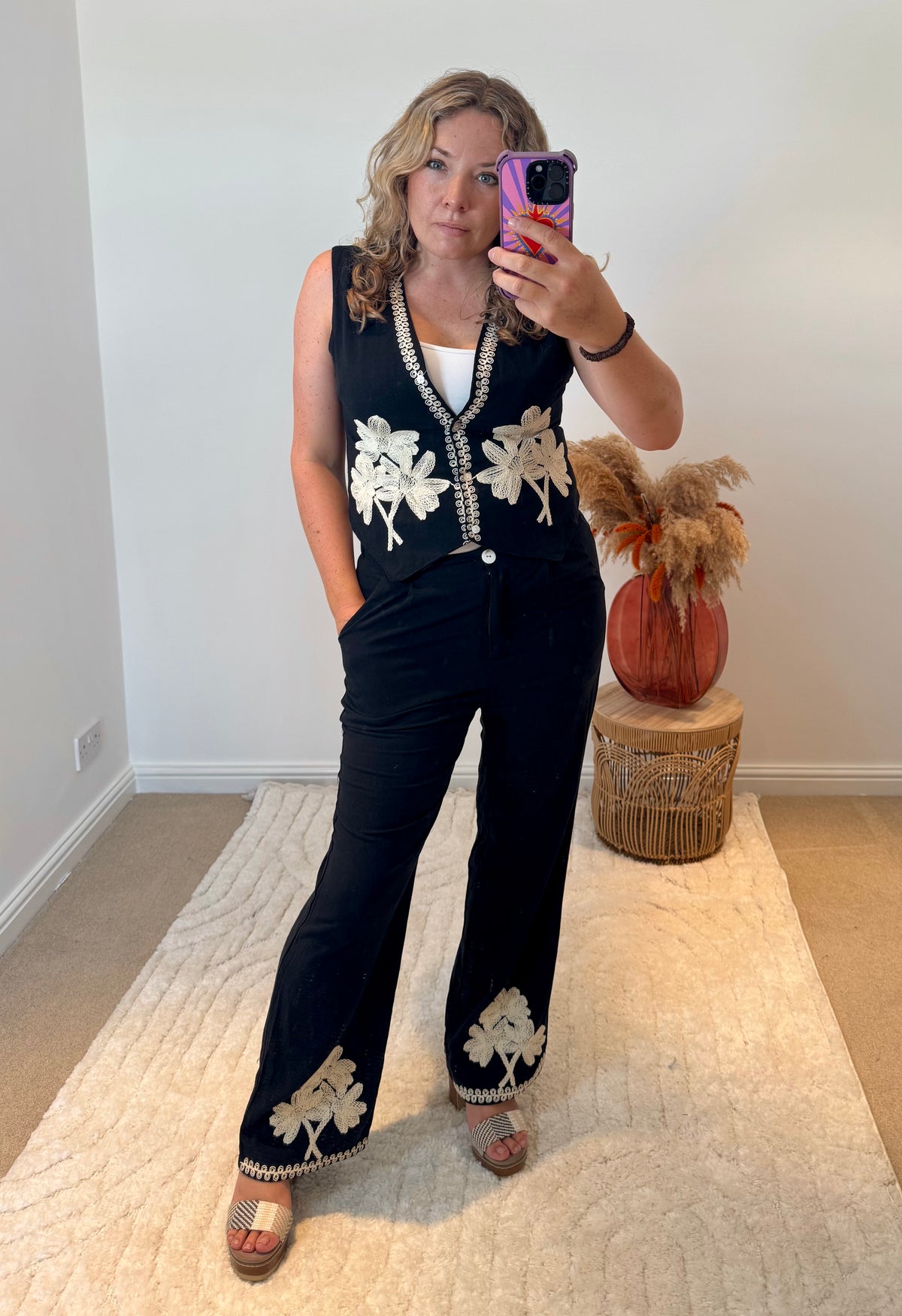 Waistcoat and Trouser Co-Ord | Black/Cream