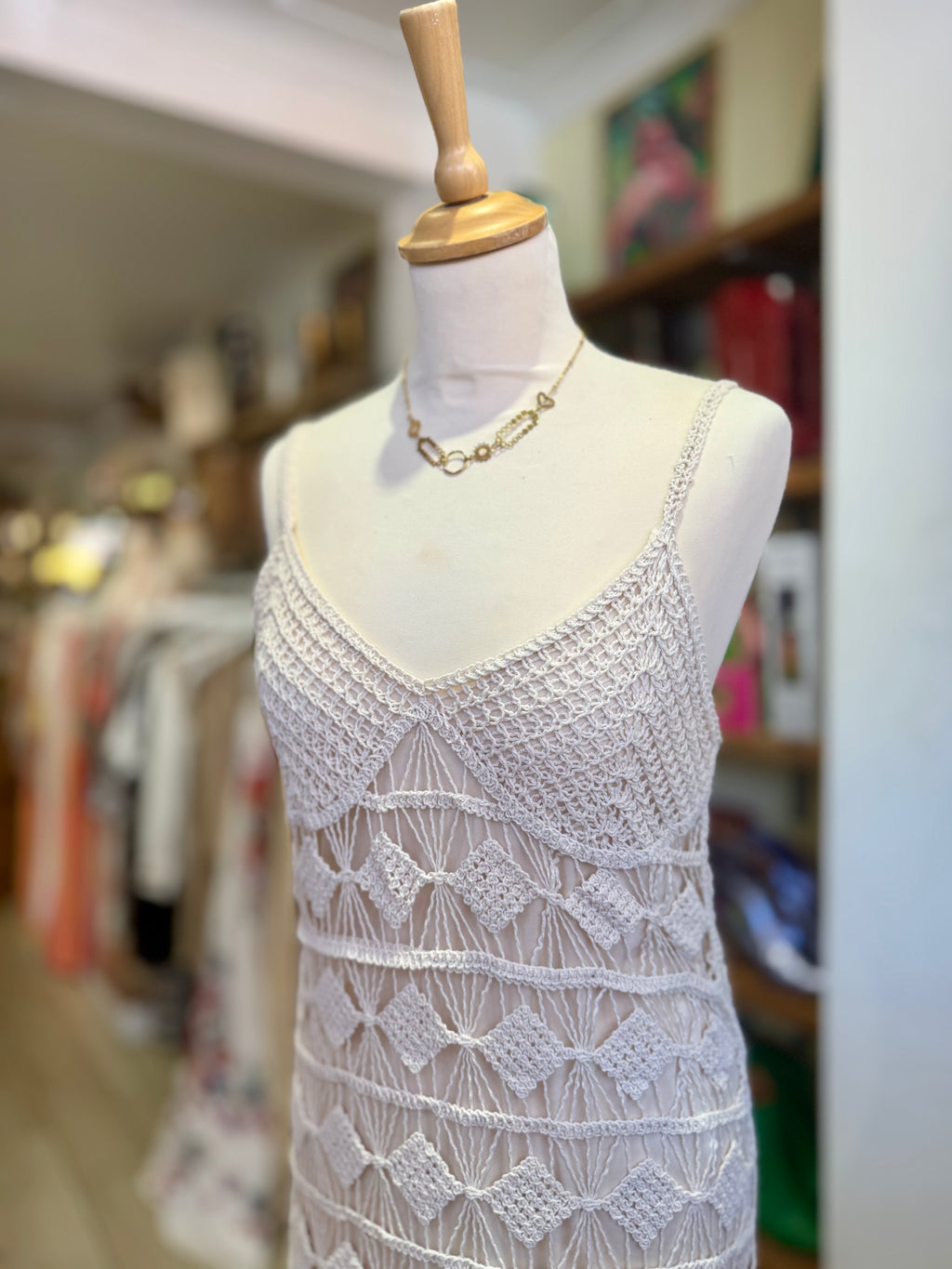 Musy Muse Crochet Cami Midi Dress | Cream