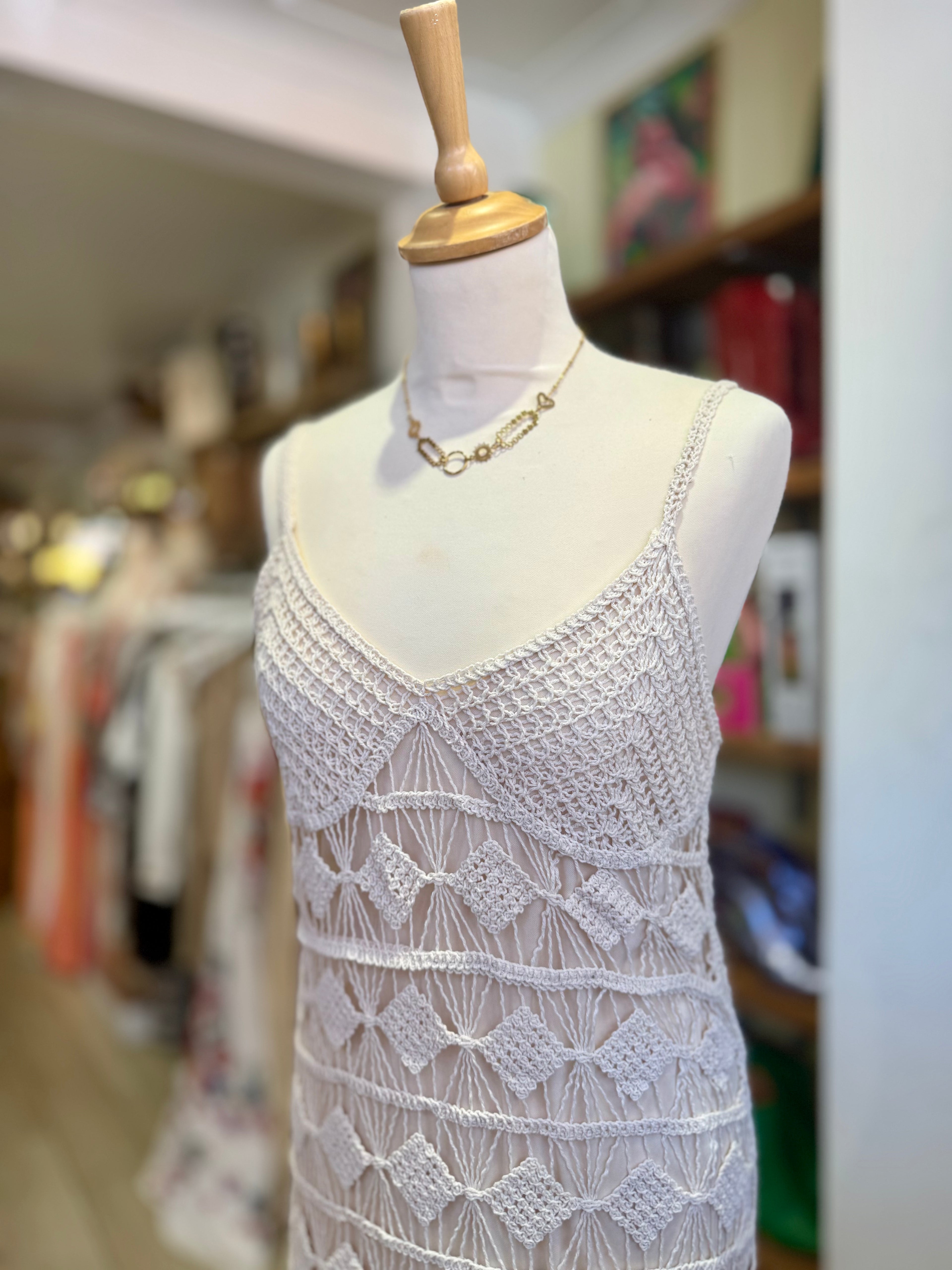 Musy Muse Crochet Cami Midi Dress | Cream