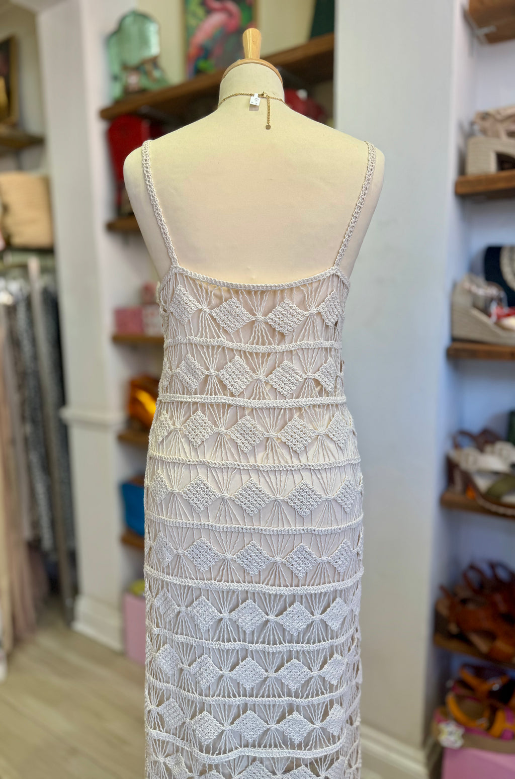 Musy Muse Crochet Cami Midi Dress | Cream