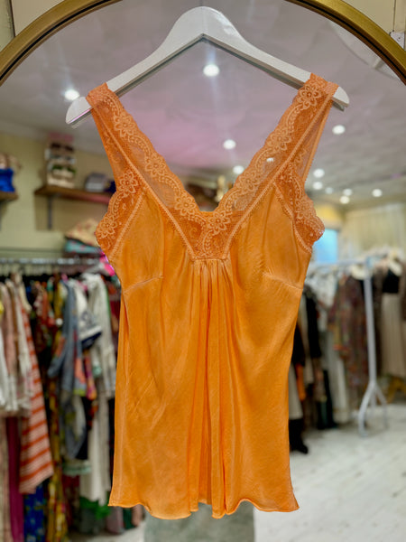 Layla Lace Silky Camisole | Bright Orange