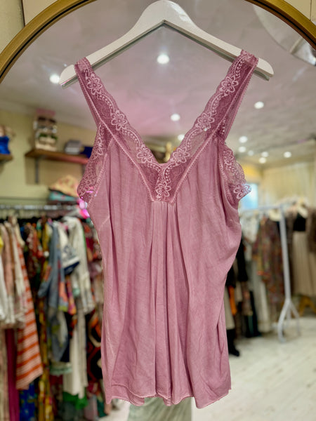 Layla Lace Silky Camisole | Lilac Pink
