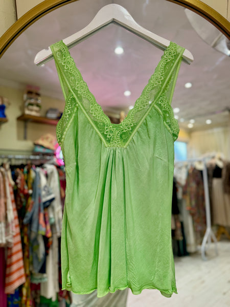 Layla Lace Silky Camisole | Neon Green