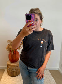 Spritz Club Vintage Wash Graphic Tee | Charcoal Black