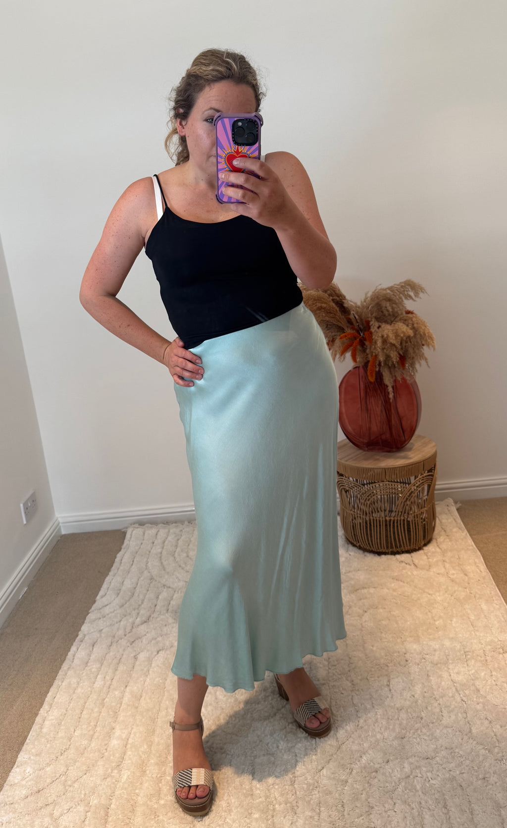 Aurora Satin Skirt | Pale Mint