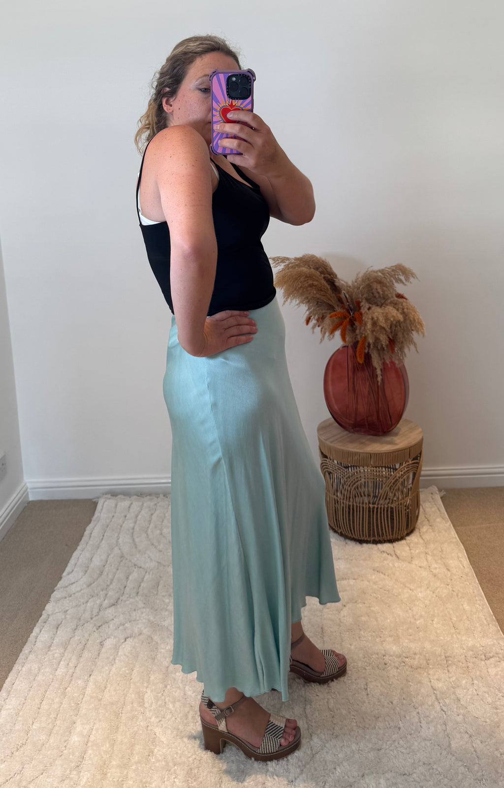 Aurora Satin Skirt | Pale Mint