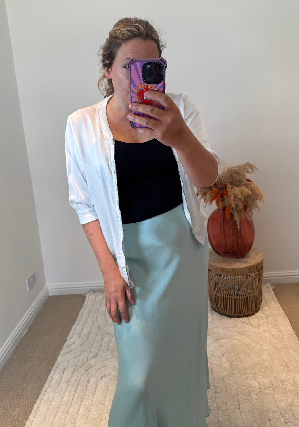 Aurora Satin Skirt | Pale Mint