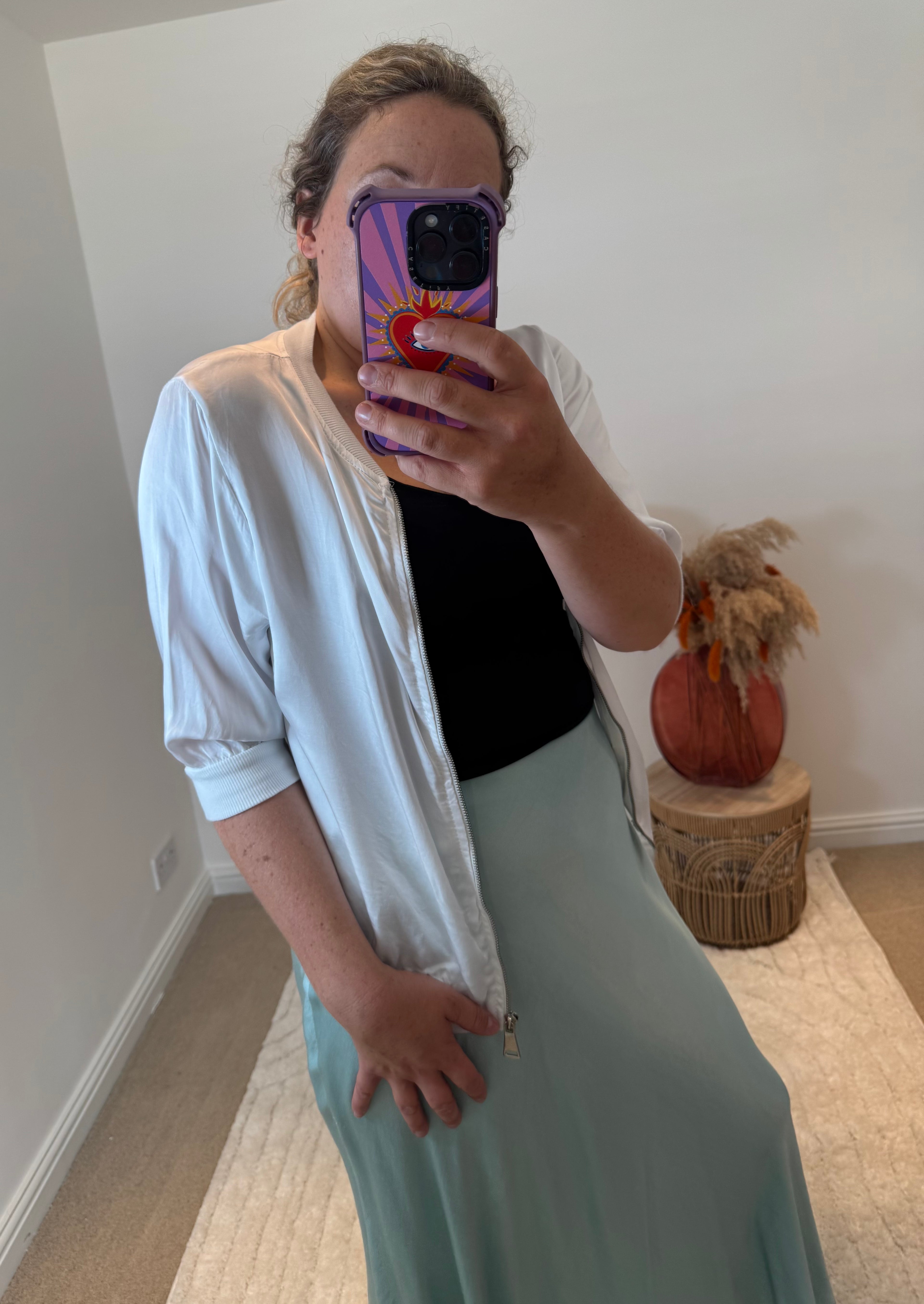 Satin Lightweight Bomber Jacket | White