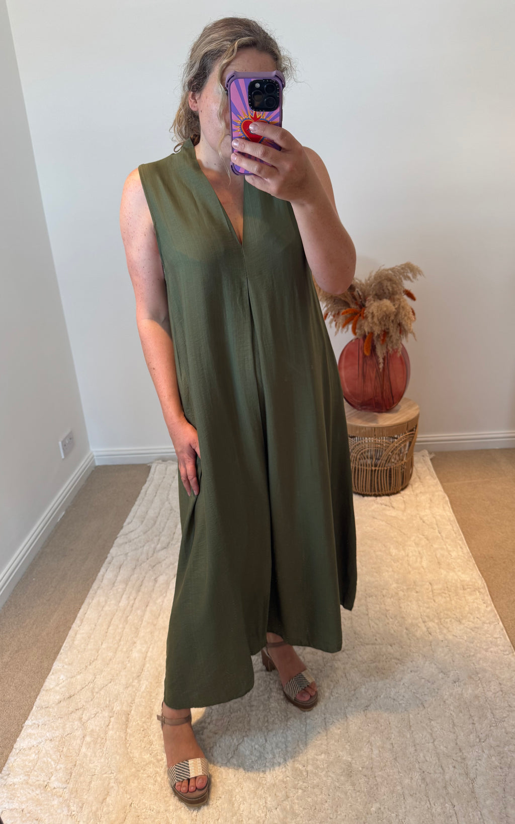 Marie Relaxed Fit Tunic Maxi Dress | Khaki