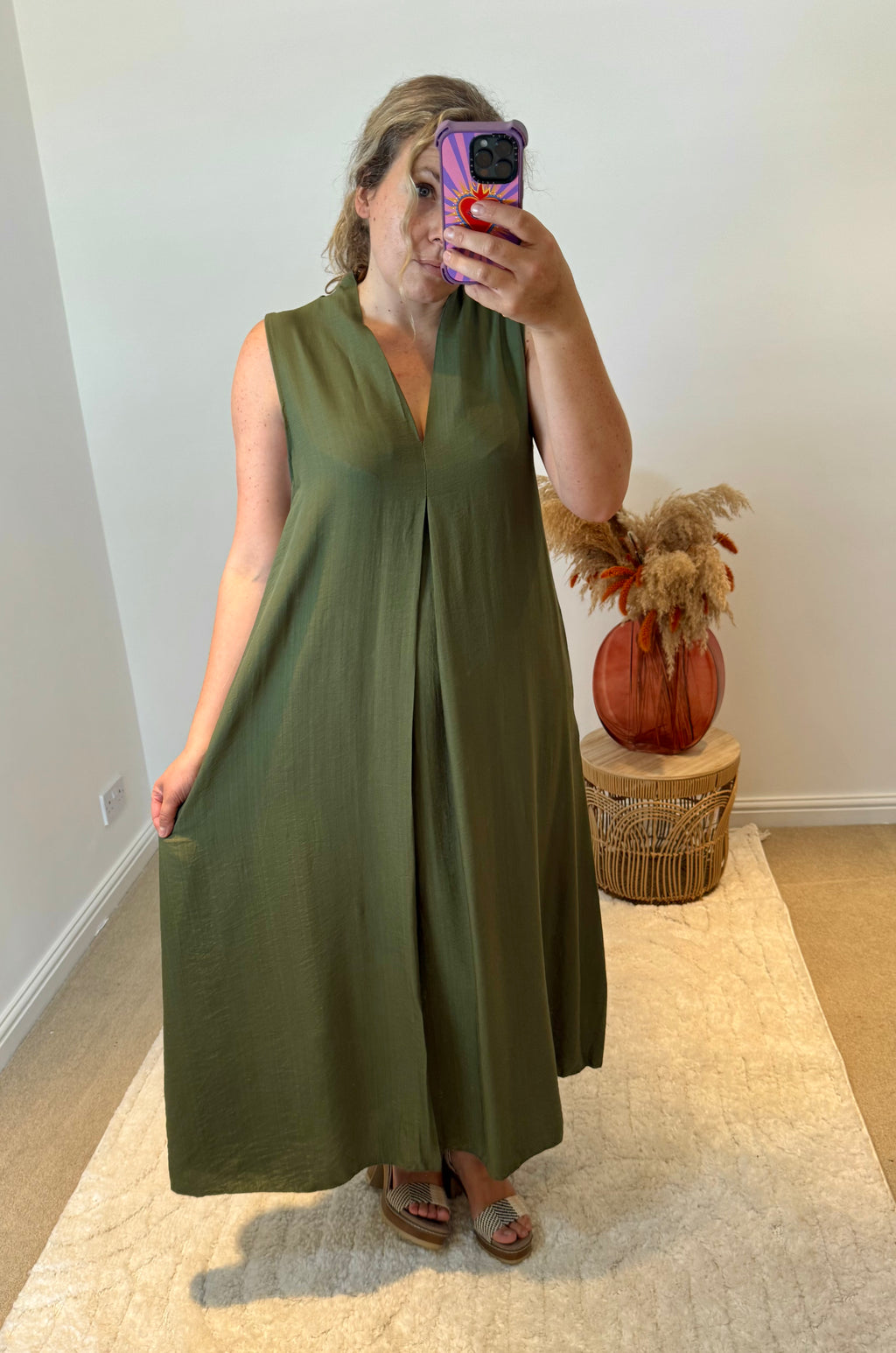 Marie Relaxed Fit Tunic Maxi Dress | Khaki