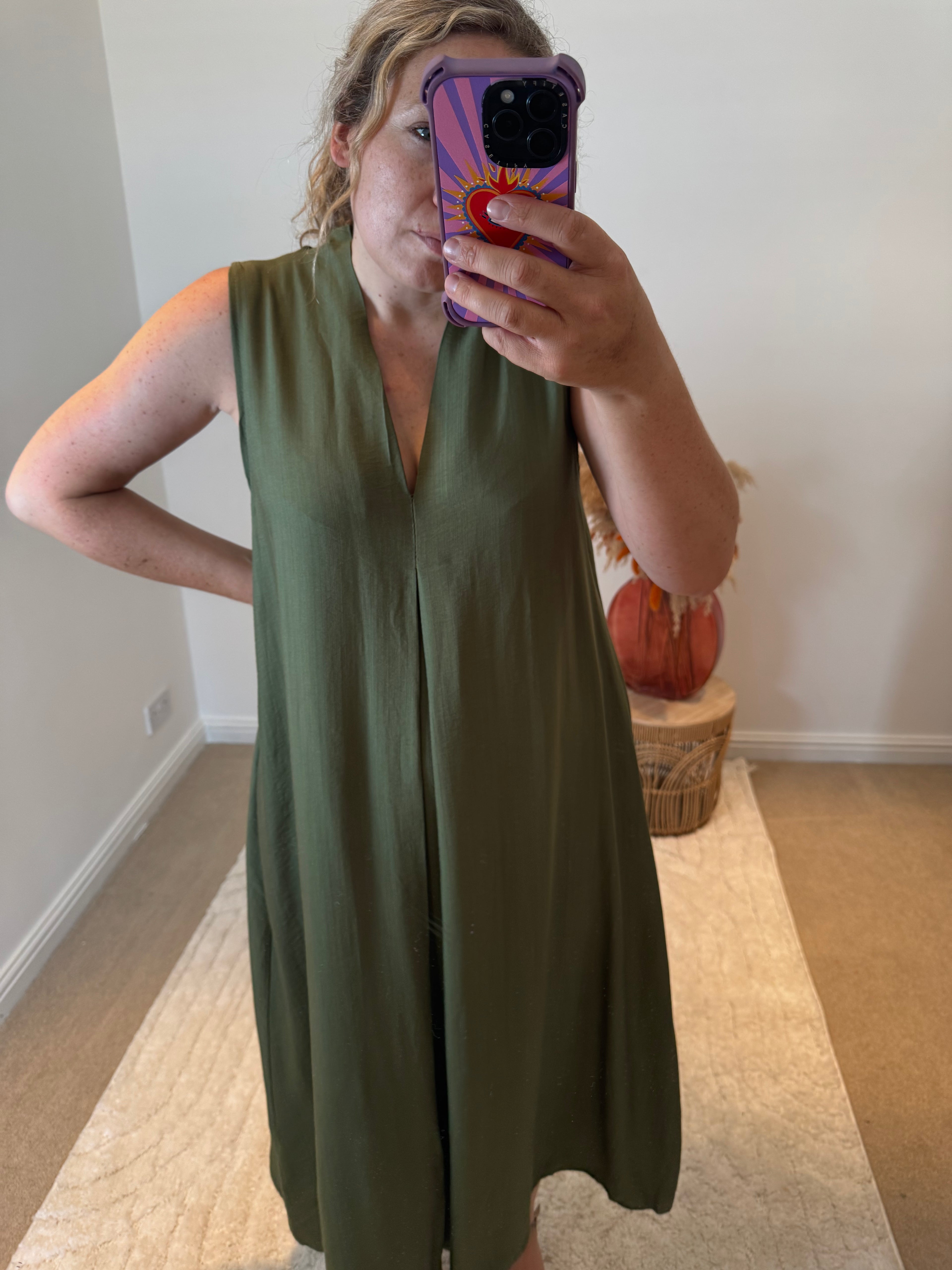 Marie Relaxed Fit Tunic Maxi Dress | Khaki