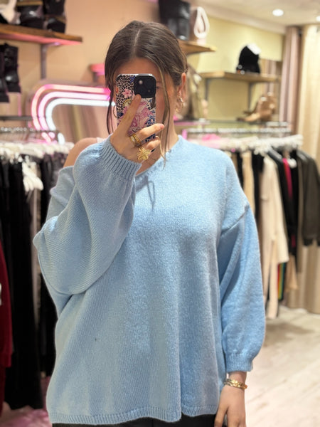 Smiley 'It's All Good' Jumper | Sky Blue