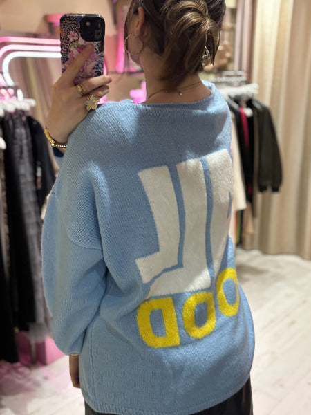 Smiley 'It's All Good' Jumper | Sky Blue
