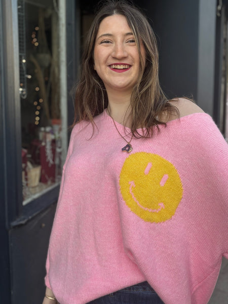Smiley 'It's All Good' Jumper | Pink