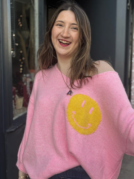 Smiley 'It's All Good' Jumper | Pink