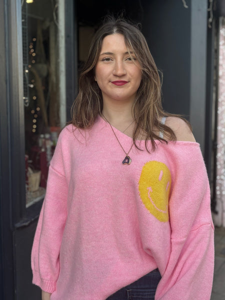 Smiley 'It's All Good' Jumper | Pink