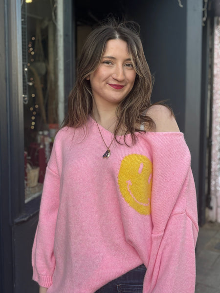 Smiley 'It's All Good' Jumper | Pink