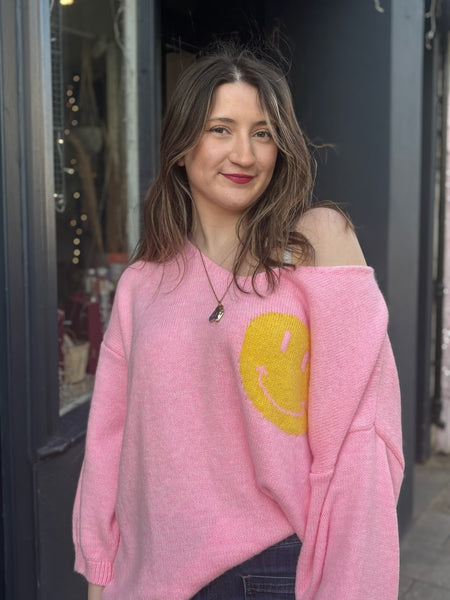 Smiley 'It's All Good' Jumper | Pink