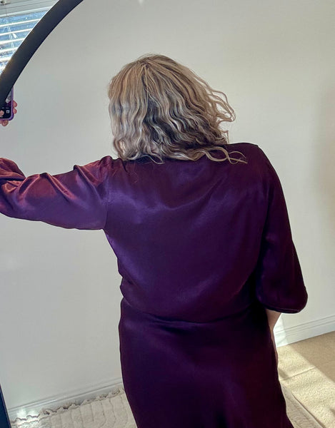 Satin Tie Cardigan | Damson