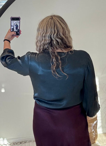 Satin Tie Cardigan | Charcoal