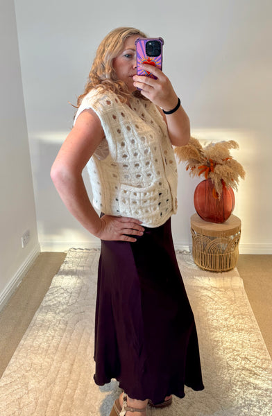 Flower Button Chunky Knitted Waistcoat | Cream