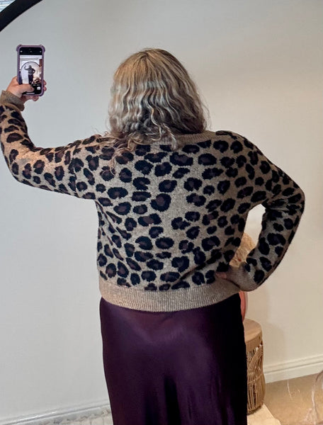 Leopard Tie Front Cardigan | Brown Multi
